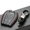 thumbnail image 4 of Vitodeco Genuine Leather Smart Key Fob Case Cover Protector with Leather Key Chain Compatible for Dodge Grand Caravan (2008 - 2020 Models) - 7-Button, Black/Red, 4 of 5