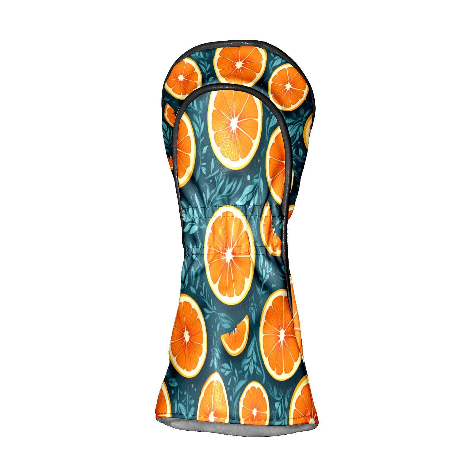 Golf Club Covers, Green Orange Premium PU Leather Driver Hybrid Putter Head Covers with Velvet Lining, Waterproof Golf Gifts for Men Women