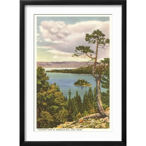 Art.com Emerald Bay, Lake Tahoe Art Print, Black Frame Wall Art, 17" x 23"