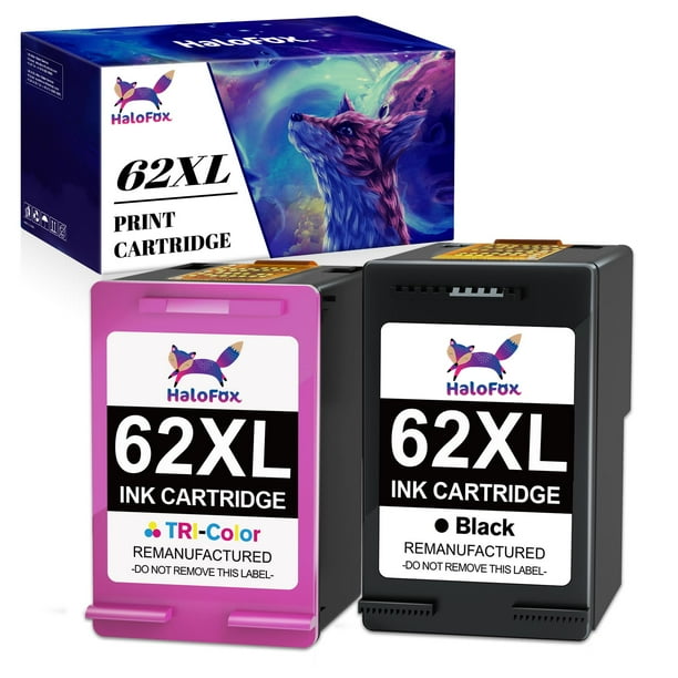 HaloFox 62 Ink Replacement for HP 62 XL 62XL Ink Cartridge for Envy
