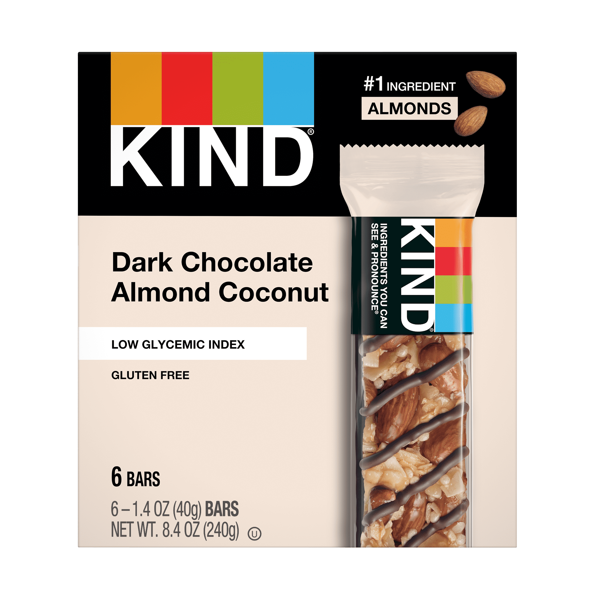 KIND Bars, Dark Chocolate Almond & Coconut, Gluten free, 1.4 oz, 6 Snack Bars