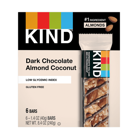 KIND Bars Dark Chocolate Almond & Coconut Gluten free 1.4 oz 6 Snack Bars