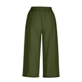 thumbnail image 4 of yunLCZ Women's Straight Leg Pants High Wa Womens Daily Elastic Waist Pockets Straight Solid Color Casual Pants Loose 3/4 Trousers, 4 of 4