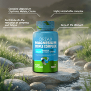 ORZAX Magnesium Complex, Vegan 200 mg Triple Mag Glycinate, Malate & Citrate, High Absorption, Gluten & Dairy Free, 60 Tablets