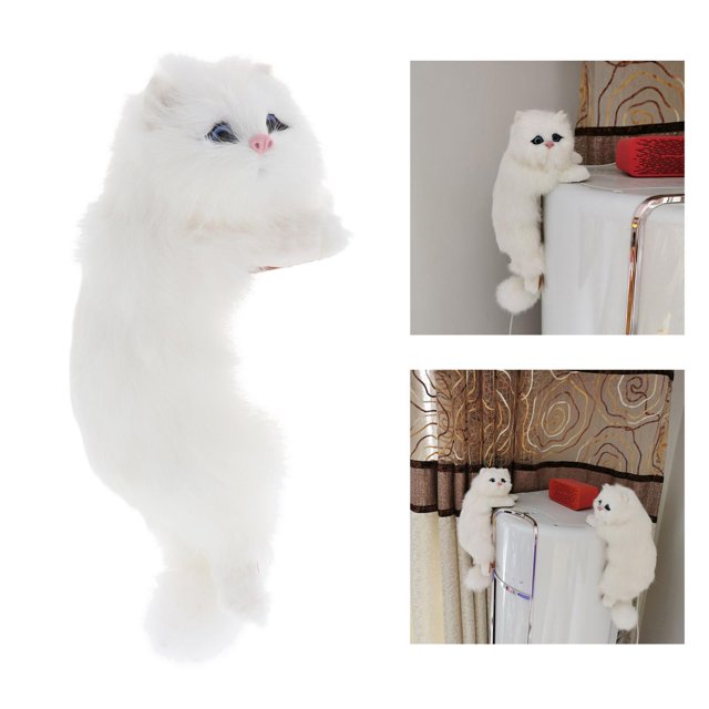 Juguetes de peluche, muñecos de , juguetes de peluche, almohada suave pa mascotas, 30 cm, simulación de gato, modelo de animal, decoraciones Blanco Izquierdo Colco muñeca de gato para niños
