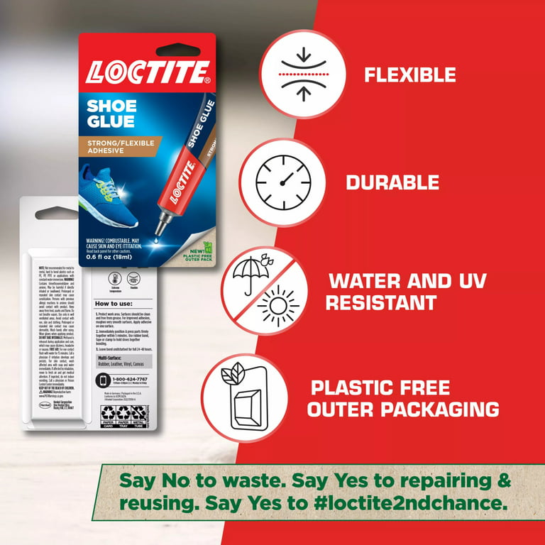 Loctite SHOE CLEAR GLUE STRONG / FLEXIBLE Rubber Leather Vinyl Canvas  ADHESIVE