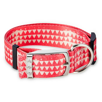 Vibrant Life Fashion Dog Collar with Metal Buckle, Red Geometric, x-Large