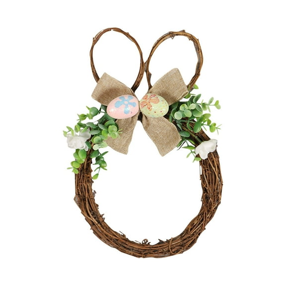 KUNPENG Easter Bunny Wreaths for Front Door with Eggs and Soft Blooms, Small Easter Wreath for Door and Mantel Decor, Easter Decorations for the Home Table Centerpiece