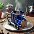 thumbnail image 5 of Semi Trailer Truck Coffee Mug - Stainless Steel Handmade Creative Car Shaped Cup with Lid, 16oz Travel Tumbler for Truck Drivers, Valentines Day Gift, Birthday| For Coffee Lovers on the Road, 5 of 5