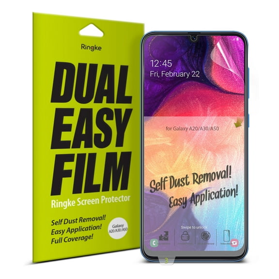 Galaxy A50 Screen Protector, Ringke [Dual Easy Film] [2 Pack] High Resolution Anti-Smudging Easy Application Case Friendly