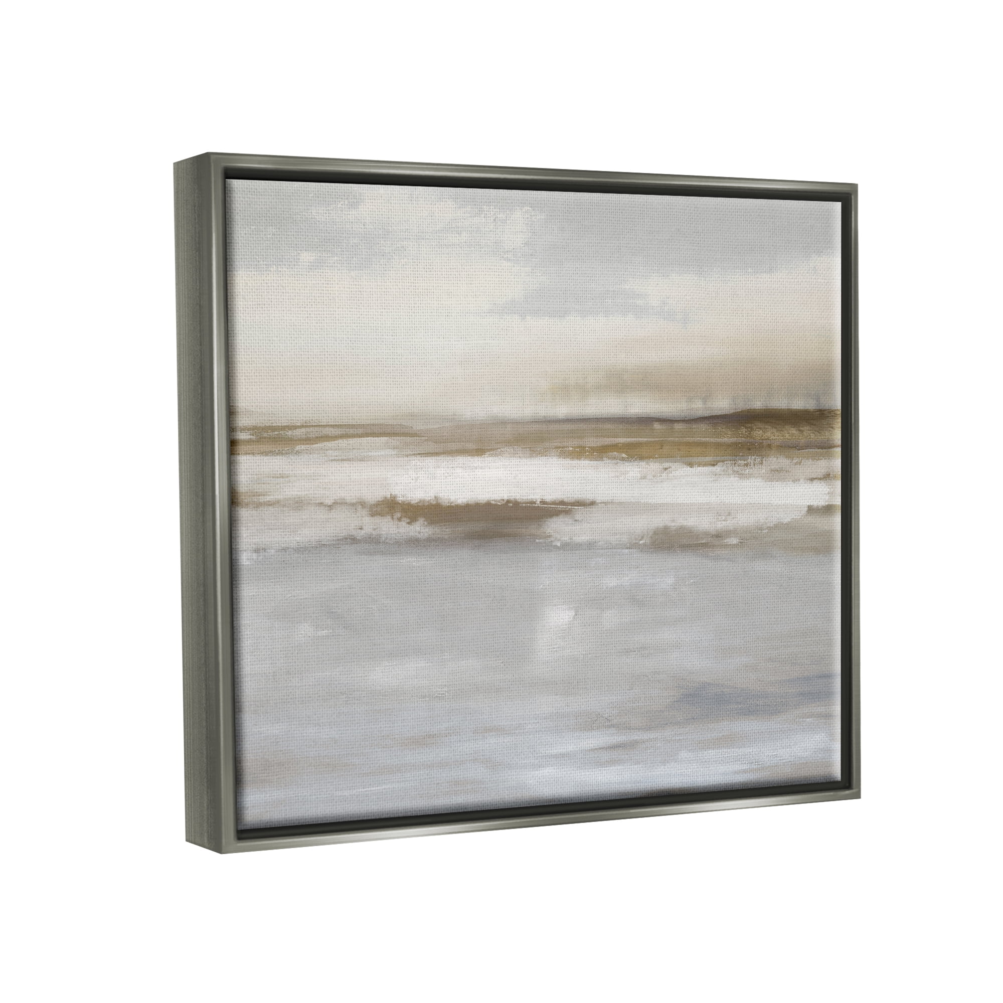 Stupell Industries Cloudy Abstract Landscape Landscape Painting Gray Floater Framed Canvas Art Print Wall Art, 21 x 17