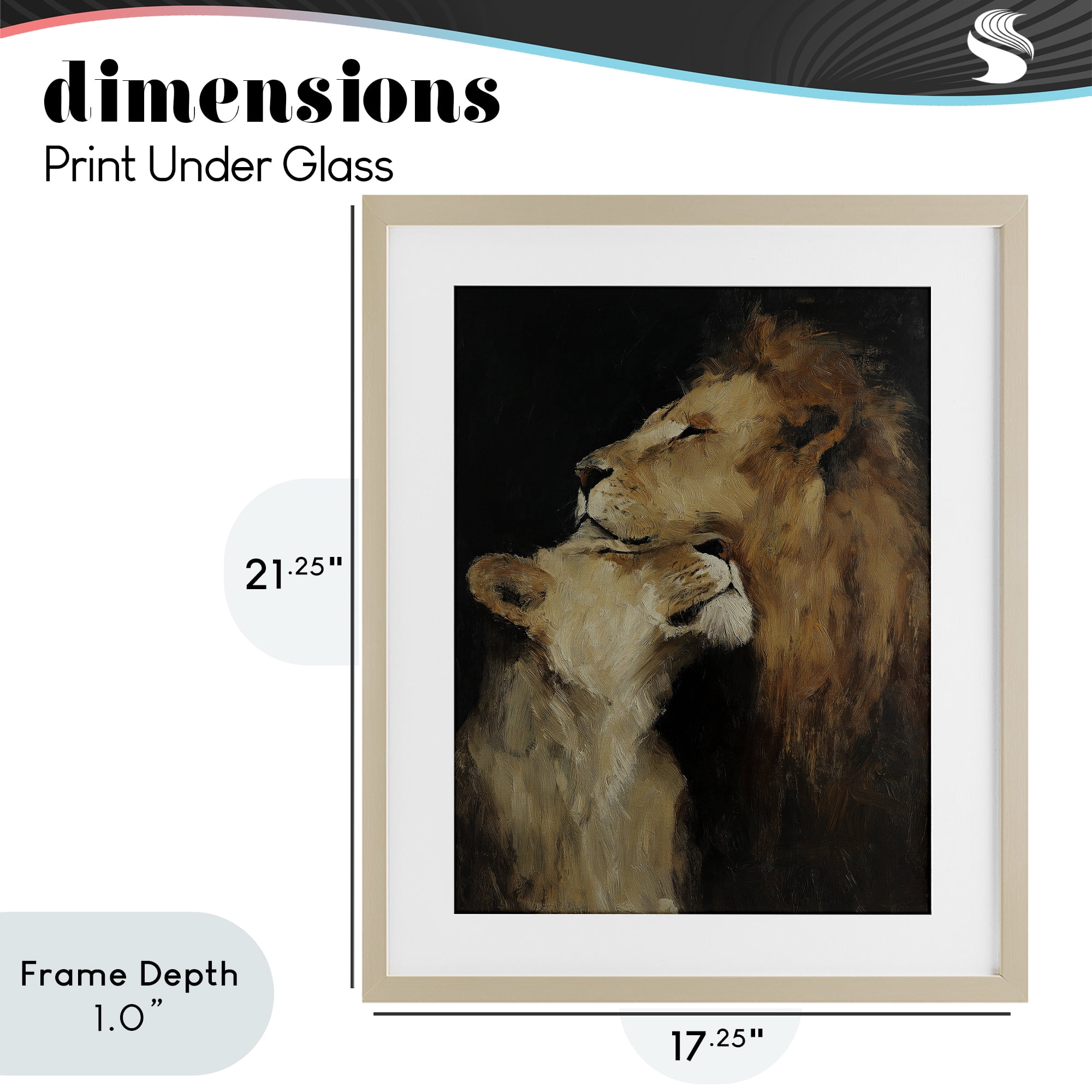 Stupell Industries Regal Pair of Lions Birch Framed Print Under Glass, design by Svetlana Aleynikova