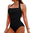 thumbnail image 4 of idosla Women One Piece Swimsuits Tummy Control Bathing Suits Push up Full Coverage Swimwear (Black, S), 4 of 9