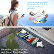 iDiskk MFi Certified 4 in 1 Photo Stick 128GB Flash Drive for Photo & Video Backup, File Save & Transfer, USB & Multiport Connection