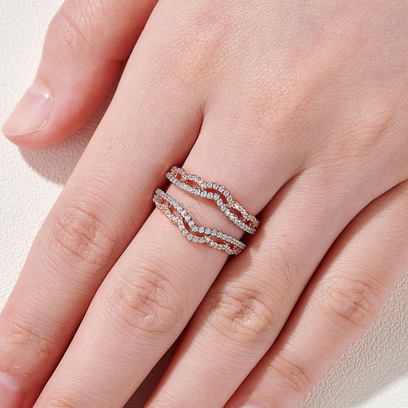 Dreamofdazzles Jewels 1.50 Ct Round Cut Diamond Womens Wedding Enhancer Guard Wrap Ring 14K Rose Gold Plated 925 Sterling Silver -4
