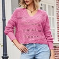 thumbnail image 2 of JINMGG V Neck Sweaters for Women Fall Winter Clearance,Women V-Neck Hollow Diamond Knit Fashion Sweater, 2 of 5