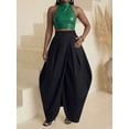thumbnail image 6 of Black Oversized Pleated Maxi Skirt With Front Slit, Elegant Resort Style For Daily Wear And Parties, 6 of 7