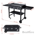 thumbnail image 6 of BESTFIRE Foldable Flat Top Grill-3 Burner, 35" Outdoor GriddlePropane Griddle with Two Foldable Shelves, Flat Grills Outdoor-45,000 BTU,Black, 6 of 7