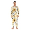 thumbnail image 3 of FORMRS Onesies Pajama for Adults Unisex Hoodie Winter Jumpsuit One Piece Sleepwear, Sizes S-2XL, White Watercolor Sunflowers, 3 of 7