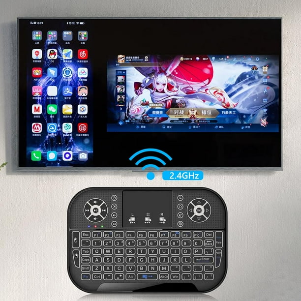 Teclado inalámbrico compatible con Bluetooth 2.4G Air Mouse Touchpad para TV Box