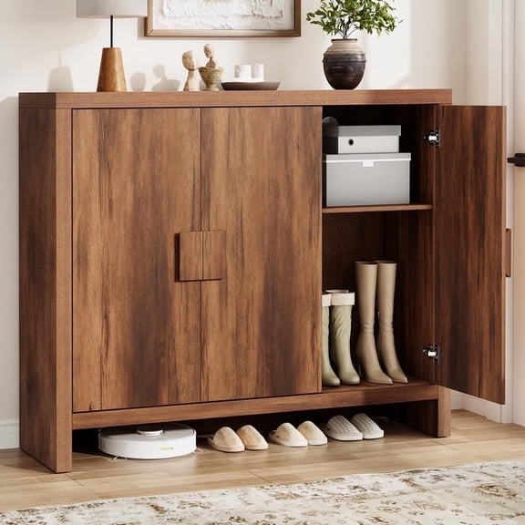 47" Shoe Cabinet with 3 Doors, Adjustable Shelves & Ventilation Hole Design for 30 Pairs , Shoe Storage Rack for Entryway Living Room