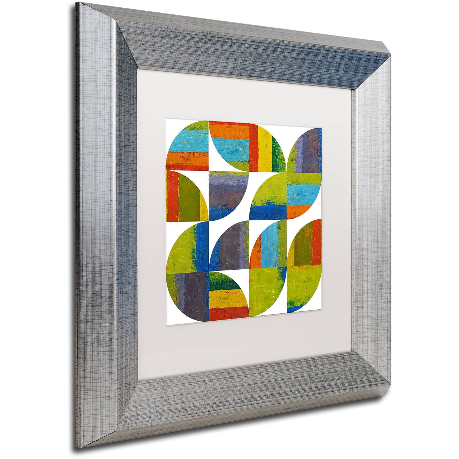 Trademark Fine Art "Quarter Rounds 6.0" Canvas Art by Michelle Calkins, White Matte, Silver Frame