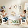 thumbnail image 4 of Costway 4-in-1 Kids Table & Chair Set Toddler Wooden Activity Table with Side Bookshelves Gray, 4 of 10