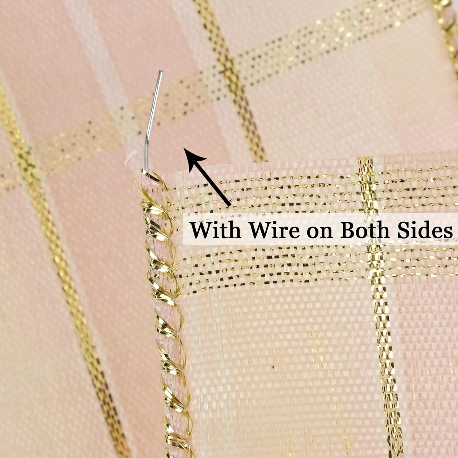 Rose Gold Buffalo Plaid Ribbon - 2.5 Inch Wired Edge Ribbon, 25 Yards - Perfect for Gift Wrapping, Christmas Tree Garland, Wreaths & Bows