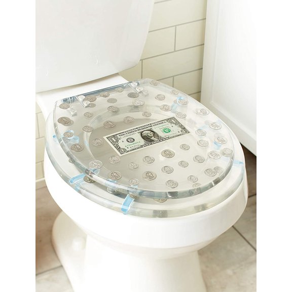 17'' toilet seat cover coins and dollar