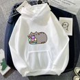 thumbnail image 1 of Printed Ice Cream Cat Unisex Hoodie, Couple Matching Streetwear, Cream, 1 of 10