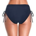 thumbnail image 5 of Cathalem Womens Swimsuit Bottoms Moderate High Cut Bathing Suit Bottoms Ruched Swimsuit Bottom (Navy,XS), 5 of 7