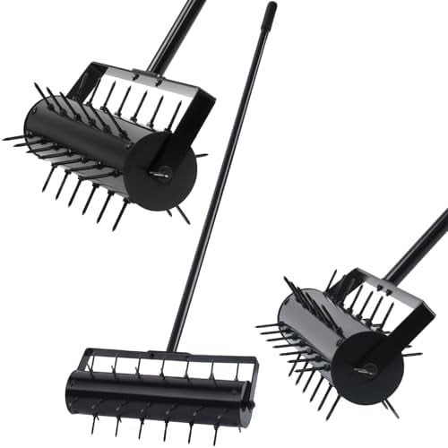 Rolling Lawn Aerator with 42 Spikes, No Assembly Required, Heavy-Duty Manual Lawn Tool for Soil Loosening and Grass Root Growth, Garden Yard Aeration Tool$$