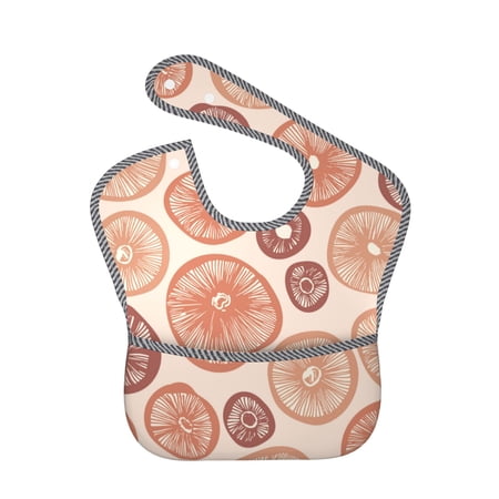 Bingfone Mess-Proof Baby Bib - Waterproof Bib For Baby Boy Or Girl With Food Catcher Pocket, Unisex-Mushrooms2