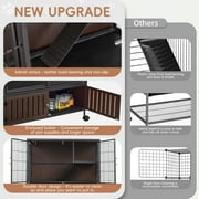 HABUTWAY 60H Metal Large Ferret Cage, Rolling Chinchilla Cage, Critter Nation Cage, Indoor Wooden Pet Crate Furniture