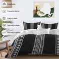 thumbnail image 3 of 3 Piece Black Boho Duvet Cover Set Full Size,Microfiber Comforter/Quilt Cover with Corner Ties and 2 Pillowcases,Vintage Abstract Striped Geometric Motifs All Season Soft Bedding with Zipper Closure, 3 of 8