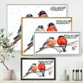 thumbnail image 4 of Designart 'Two Bullfinches On A Hawthorn Branch with Snowfall In Winter' Traditional Framed Canvas Wall Art Print, 4 of 5