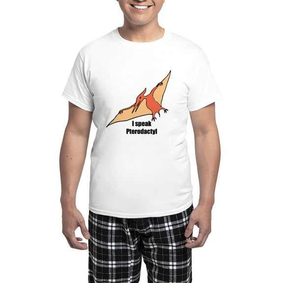 CafePress - I Speak Pterodactyl Men's Light Pajamas - Men's Light Loose Fit Cotton Pajama Set