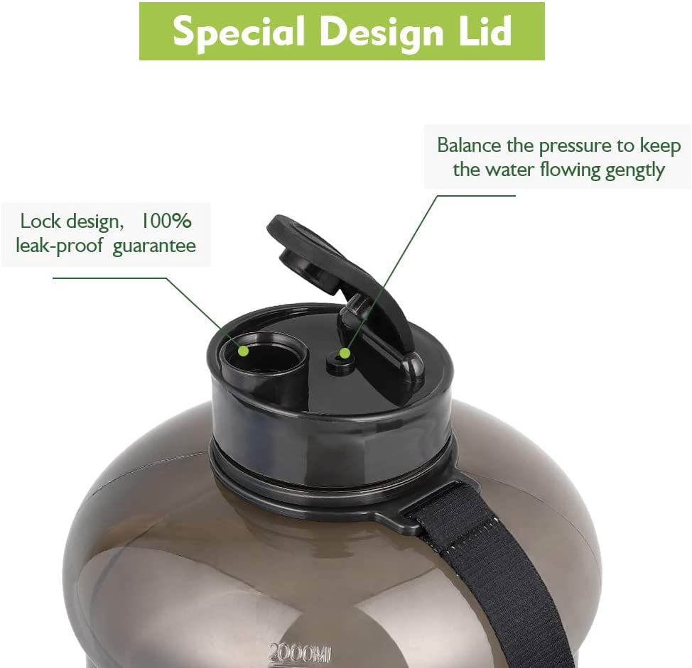 2.2 ltr Transparent Black Plastic Water Bottle