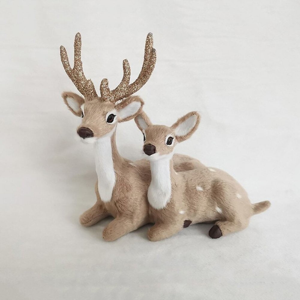 Deer Statue, 2Pcs Sika Deer Statue Sculpture Ornaments Animal Model Art Craft Outdoor Garden Decoration Ornament
