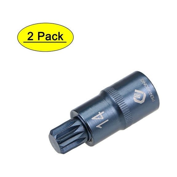 Unique Bargains 1/2-Inch Square Drive x M14 Metric Spline Bit Socket, 2 Inch Length 2 Pack