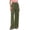 Army Green, variant on Women's 100% Cotton Wide Leg Pants Elastic High Waist Adjustable D string Casual Loose Flow Trousers with Pockets, S-XXL