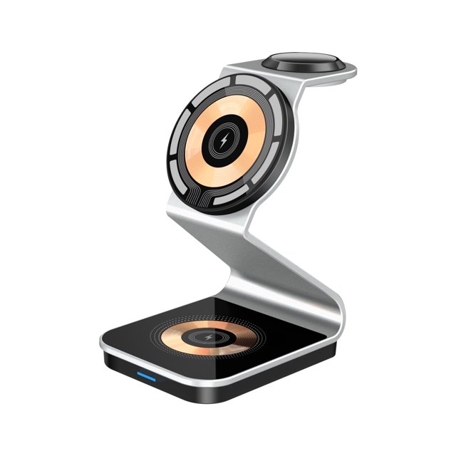 Cargador inalámbrico magnético, adecuado para Apple, carga rápida de 15 W, soporte de carga inalámbrica tres en uno