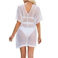 thumbnail image 4 of yillto Womens Swimsuit Cardigan Short Sleeve Crochet Hollow out Coverup Summer Beach Knit Swim Cover Up, 4 of 5