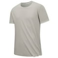 thumbnail image 2 of Zpanxa T Shirts for Men, Gym Shirts Men Patchwork Color Short Sleeve T-Shirt Shirt Lapel Casual Slim Stretch Sports T-Shirt Top Shirt Blouse Khaki XL, 2 of 4