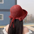 thumbnail image 4 of Sombrero de 56-58cm de circunferencia para mujer, sombrero de paja con vendaje de encaje, protector solar, sombrero plegable para el sol, sombrero para el sol y la playa, 4 of 6
