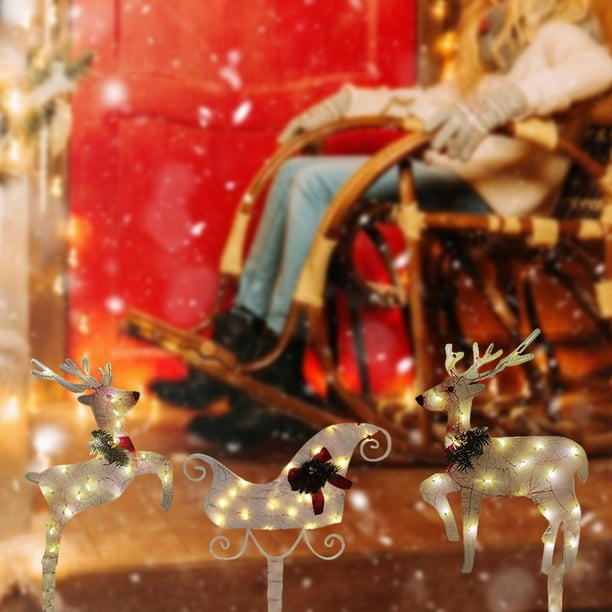 Adornos navideños iluminados para exteriores Soledad Renos navideños y trineo de Papá Noel