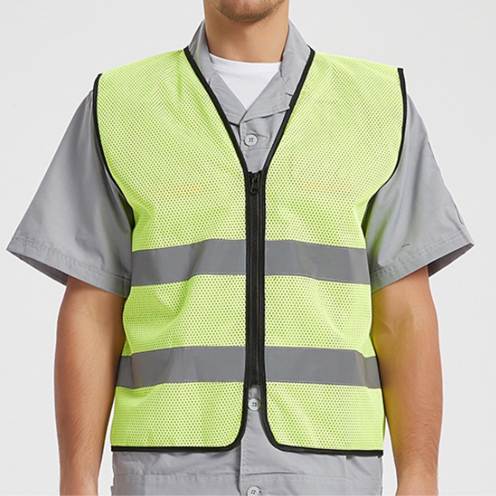 Handshe Men's Work Vest, Solid Color Mesh V-Neck Sleeveless Hoodless, Outdoor Sports Casual for Hiking and Daily Wear