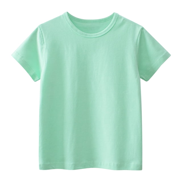 Gibobby Blusas De Manga Larga Para Niños Verano niño niños niñas manga corta Color sólido Casual Tops para niños ropa(Verde, 4-5 Años)