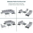 thumbnail image 6 of Industrial 5-Piece Aluminum Outdoor Patio Furniture Set, Modern Garden Sectional Sofa Set with End Tables, Coffee Table and Furniture Clips for Backyard, White+Grey, 6 of 9