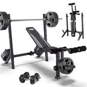 VIBESPARK Adjustable Weight Bench, 900Lbs 5-in-1 Foldable Bench Press with Barbell Rack for Home Gym, Multi-functional Workout Bench Set with Leg Extension for Full Body Strength Training